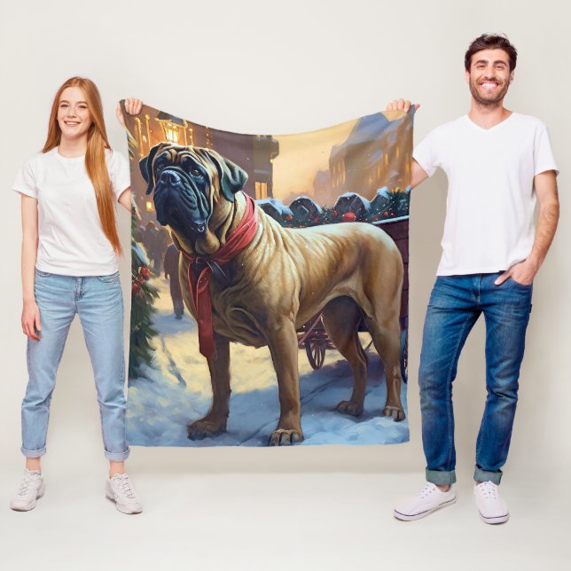 Bullmastiff jul - festsäsong fleecefilt (På plats)