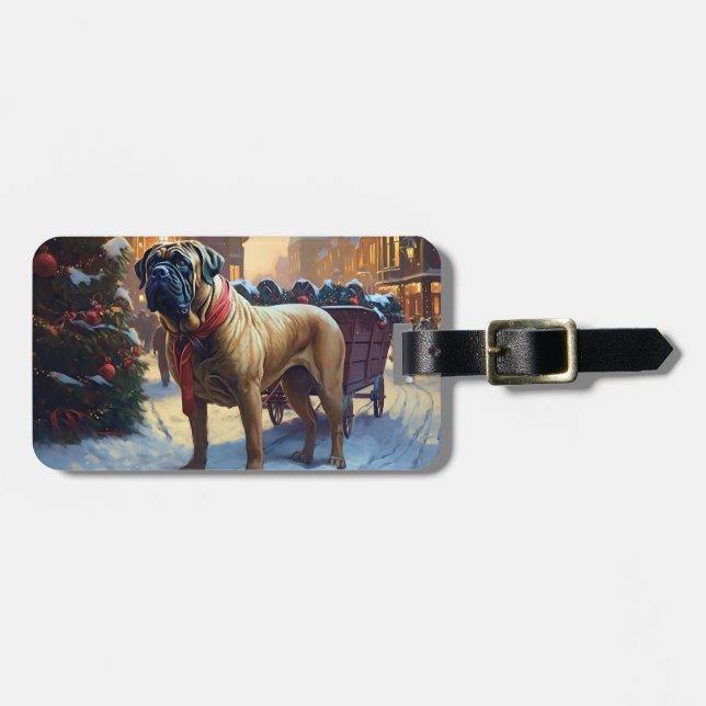 Bullmastiff Jul Firande Säsong Bagagebricka (Horisontell Framsida)
