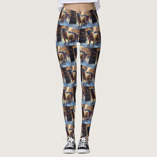 Bullmastiff Jul Firande Säsong Leggings (Framsida)