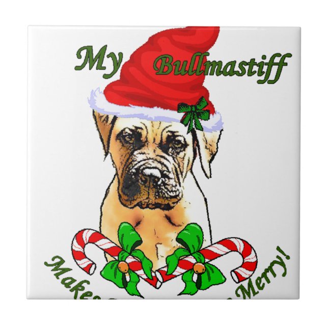 Bullmastiff-jul Kakelplatta (Framsidan)