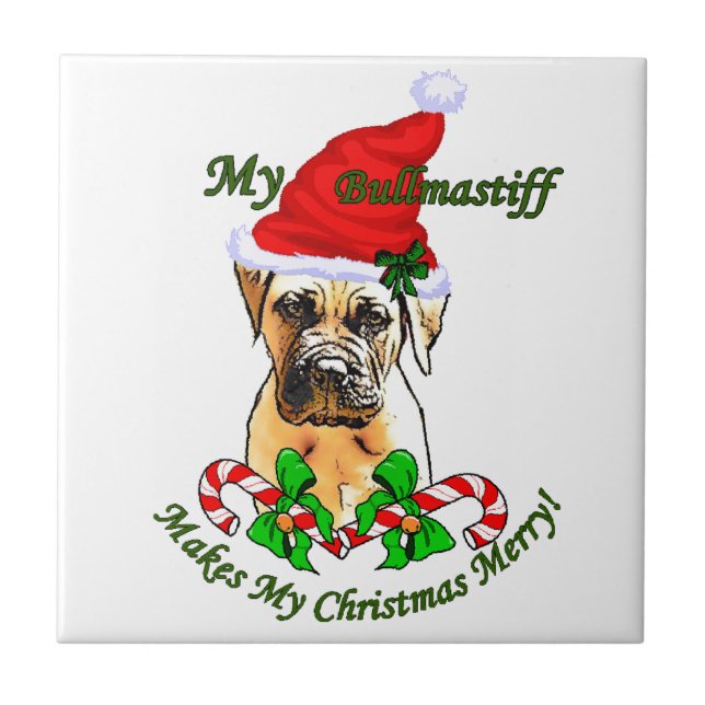 Bullmastiff jul Merry Kakelplatta (Framsidan)