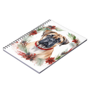 Bullmastiff jul Utandning Festive Valp Anteckningsbok