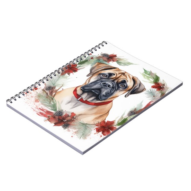 Bullmastiff jul Utandning Festive Valp Anteckningsbok (Vänstra Sidan)