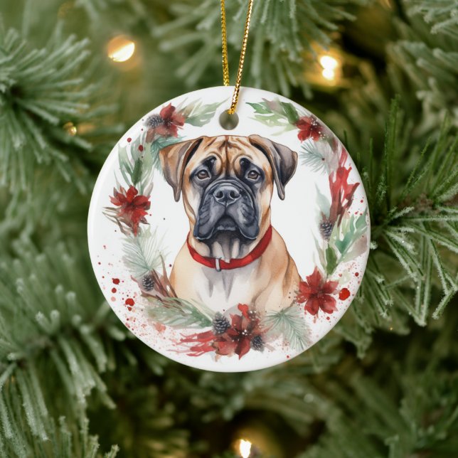 Bullmastiff jul Utandning Festive Valp Julgransprydnad Keramik (Träd)