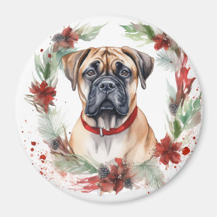 Bullmastiff jul Utandning Festive Valp Magnet