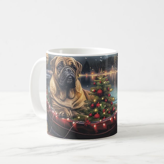 Bullmastiff Julfestliga resa Kaffemugg (Framsida vänster)