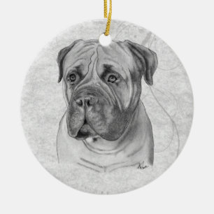 Bullmastiff Julgransprydnad Keramik