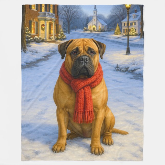 Bullmastiff Julkort Fleecefilt (Framsidan)