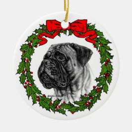 Bullmastiff-konst av Glenda S. Harlan Julgransprydnad Keramik
