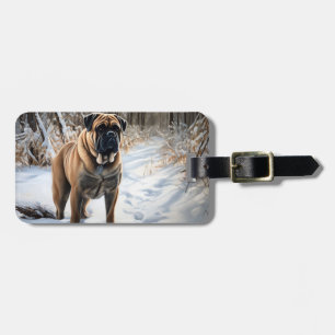 Bullmastiff Låt det snöa jul Bagagebricka