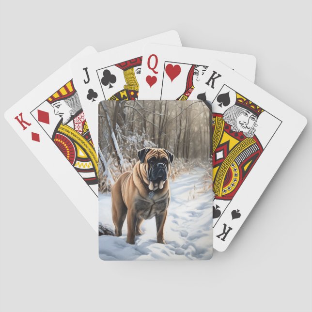 Bullmastiff Låt det snöa jul Casinokort (Baksidan)