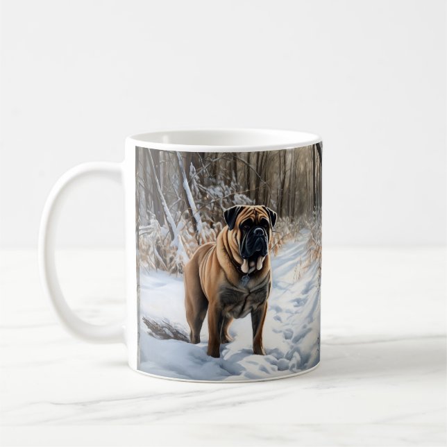 Bullmastiff Låt det snöa jul Kaffemugg (Vänster)