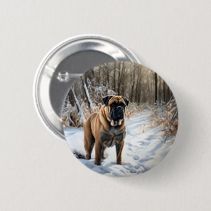 Bullmastiff Låt det snöa jul Knapp