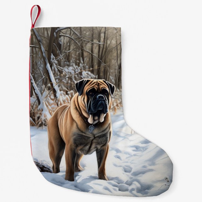 Bullmastiff Låt det snöa jul Liten Julstrumpa (Framsidan)