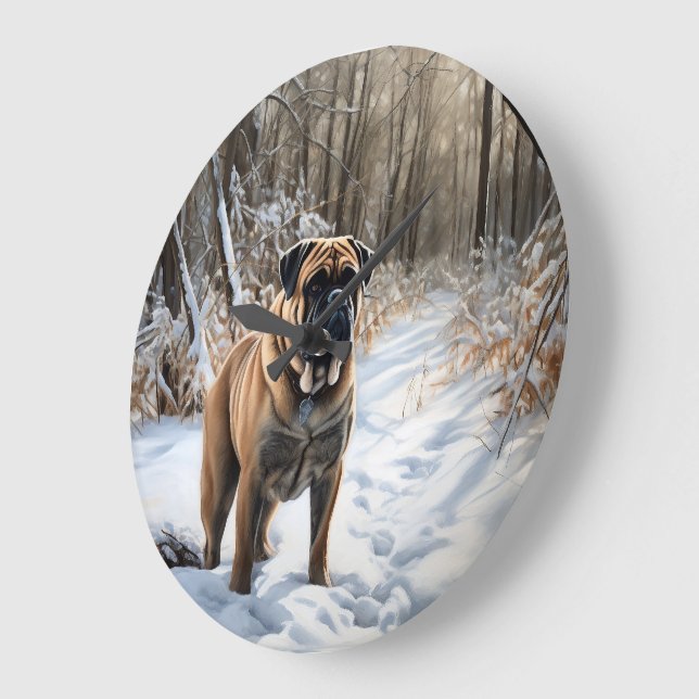 Bullmastiff Låt det snöa jul Stor Klocka (Vinkel)