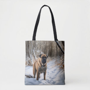 Bullmastiff Låt det snöa jul Tygkasse