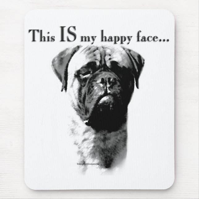 Bullmastiff Lycklig Ansikte Musmatta (Framsidan)