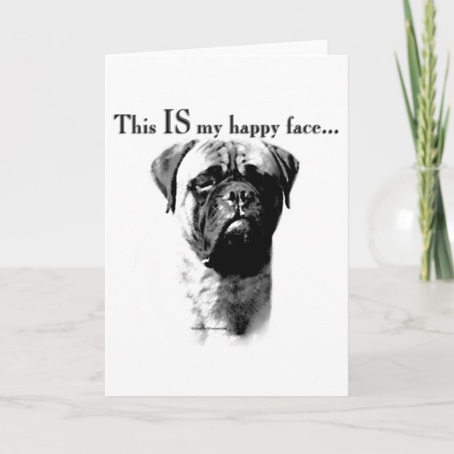 Bullmastiff lyckligt ansikte helgkort (Framsida)