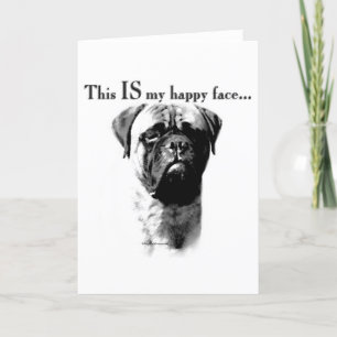 Bullmastiff lyckligt ansikte helgkort