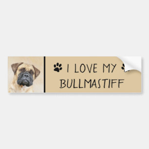 Bullmastiff-målning - Cute Original Hund Art Bildekal