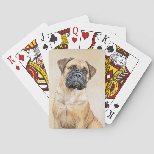 Bullmastiff-målning - Cute Original Hund Art Casinokort (Baksidan)