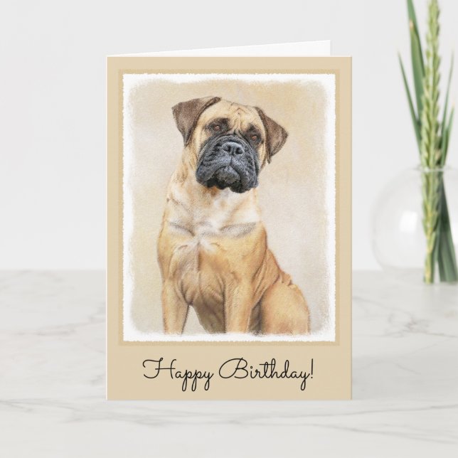 Bullmastiff-målning - Cute Original Hund Art Kort (Framsida)