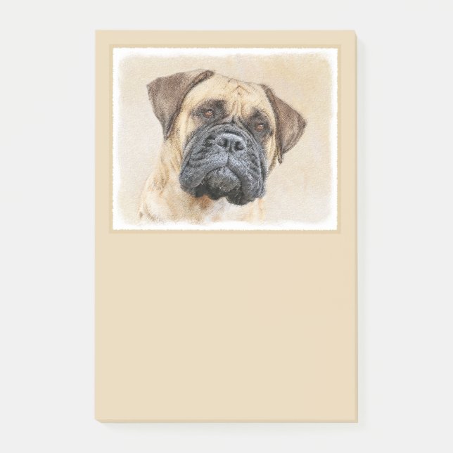 Bullmastiff-målning - Cute Original Hund Art Post-it Block (Framsida)