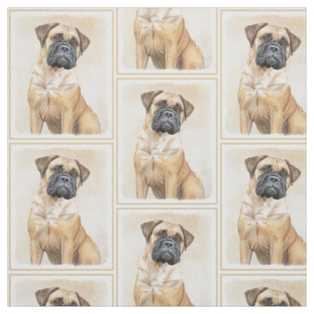 Bullmastiff-målning - Cute Original Hund Art Tyg (Provkarta)