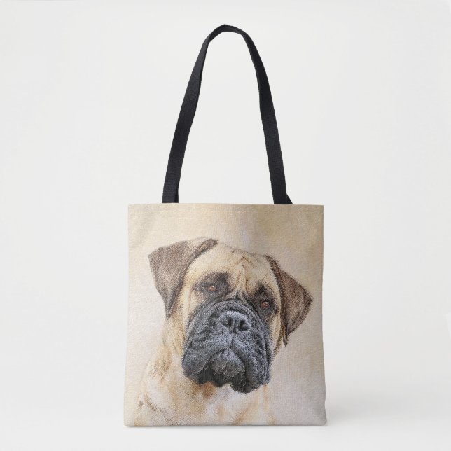 Bullmastiff-målning - Söt Original Hundkonst Tygkasse (Framsida)