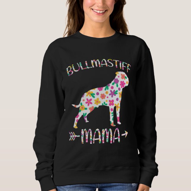 Bullmastiff Mama Floral Dog Mom Mothers Day T Shirt (Framsida)