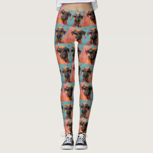 Bullmastiff med hjärter rosor Alla hjärtans dag Leggings