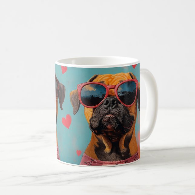Bullmastiff med hjärtrusor Alla hjärtans dag  Kaffemugg (Framsida höger)