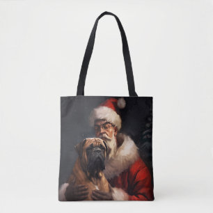 Bullmastiff Med Tomte Festiv Jul Tygkasse