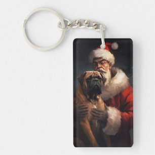 Bullmastiff med tomte festlig jul