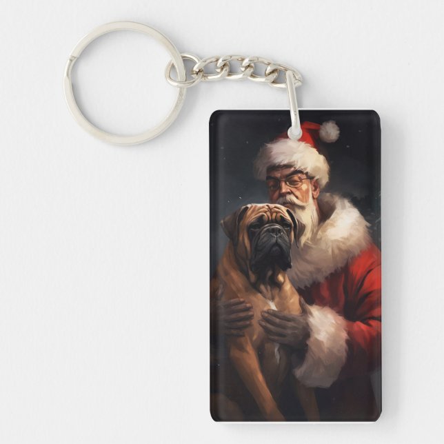 Bullmastiff med tomte festlig jul  (Framsidan)
