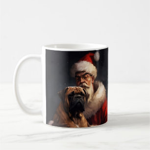 Bullmastiff med tomte festlig jul kaffemugg