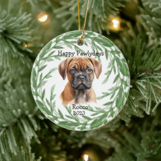 Bullmastiff Monogram Pet-julprydnad Julgransprydnad Keramik
