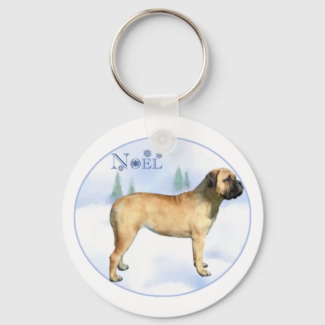 Bullmastiff Noel Keychain Nyckelring (Framsida)