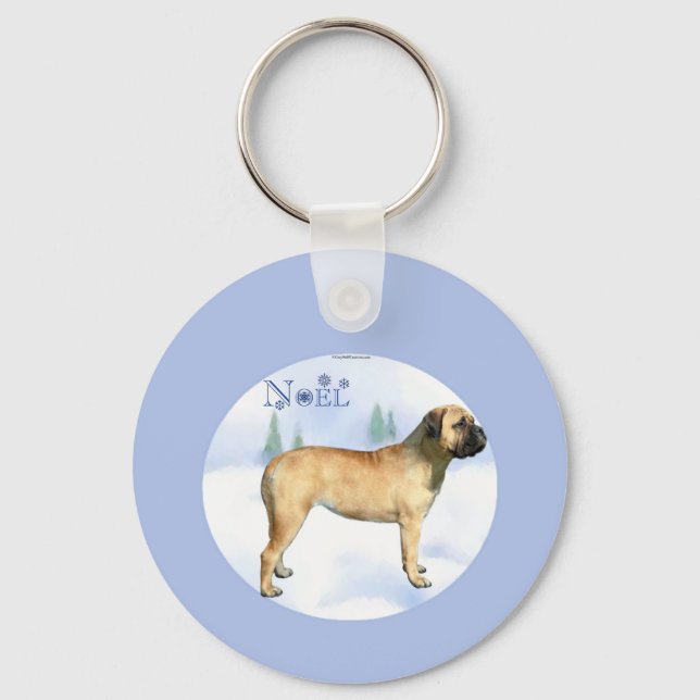 Bullmastiff Noel Keychain Nyckelring (Framsida)