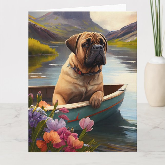 Bullmastiff på en Paddle: En scen Äventyr Kort (Framsida)