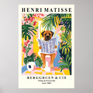 Bullmastiff på toalettvägg konst Matisse stil Poster