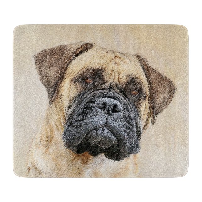 Bullmastiff Painting - Cute Original Hund Art (Framsidan)