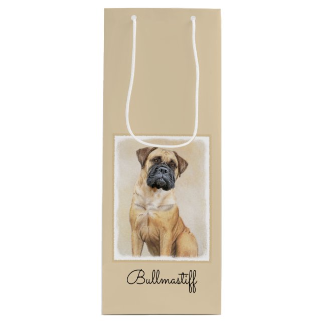 Bullmastiff Painting - Cute Original Hund Art (Framsidan)