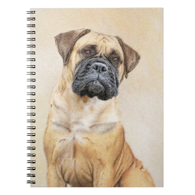 Bullmastiff Painting - Cute Original Hund Art Anteckningsbok (Framsidan)