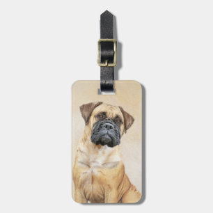 Bullmastiff Painting - Cute Original Hund Art Bagagebricka