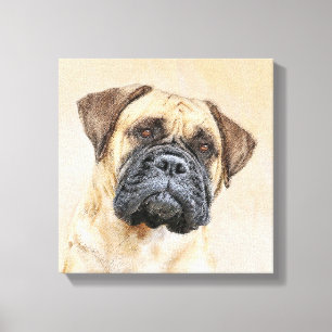 Bullmastiff Painting - Cute Original Hund Art Canvastryck