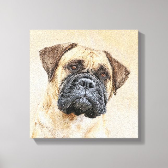 Bullmastiff Painting - Cute Original Hund Art Canvastryck (Framsida)