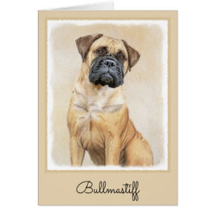 Bullmastiff Painting - Cute Original Hund Art Hälsningskort
