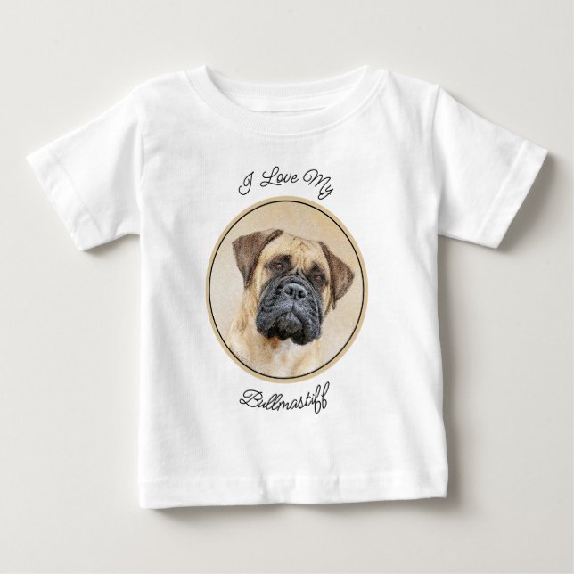 Bullmastiff Painting - Cute Original Hund Art T Shirt (Framsida)