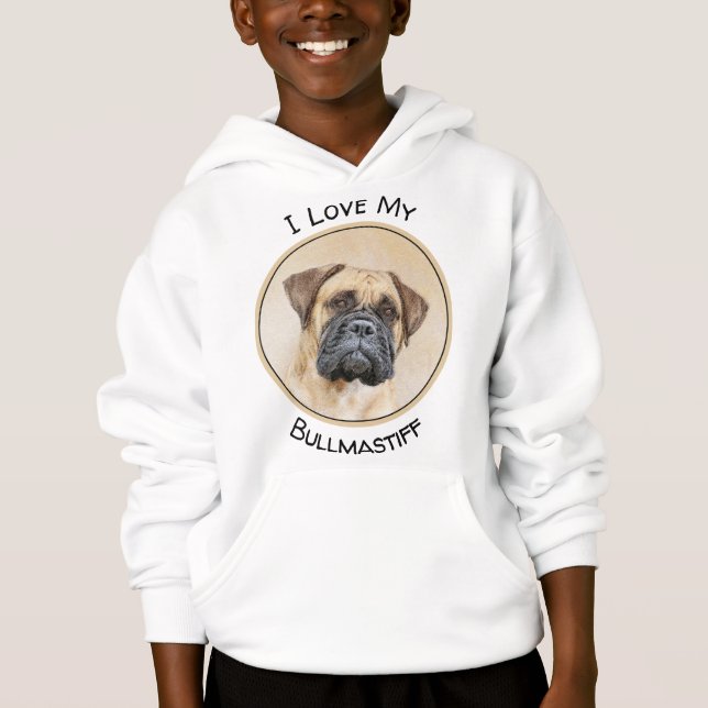 Bullmastiff Painting - Cute Original Hund Art T Shirt (Framsida)